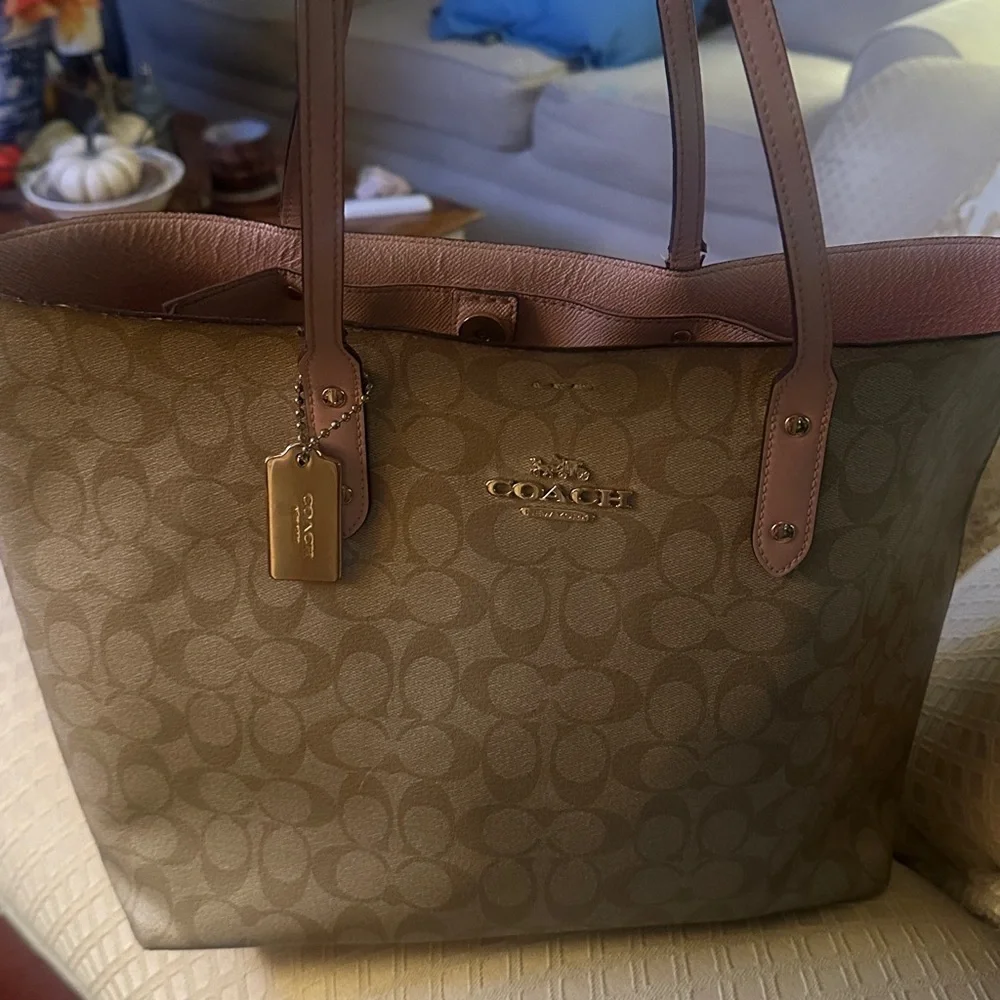 Coach Tan and Brown Signature Tote